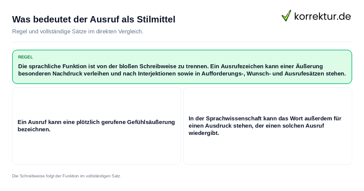 Was bedeutet der Ausruf als Stilmittel Konkrete Regel und vollständige Beispielsätze zu Was bedeutet der Ausruf als Stilmittel