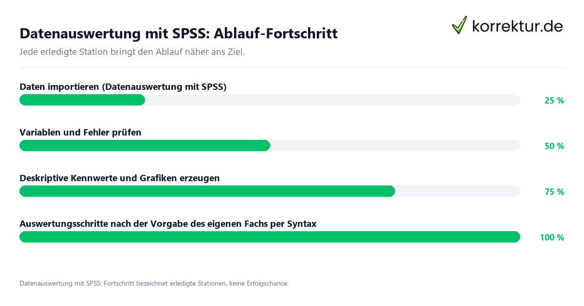 Fortschrittsbalken für die einzelnen Ablaufstationen zu Datenauswertung mit SPSS
