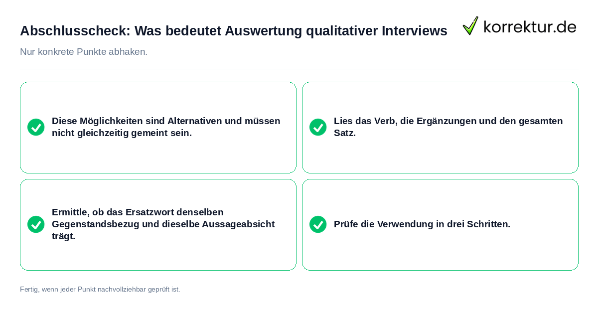 Konkreter Abschlusscheck zu Was bedeutet Auswertung qualitativer Interviews