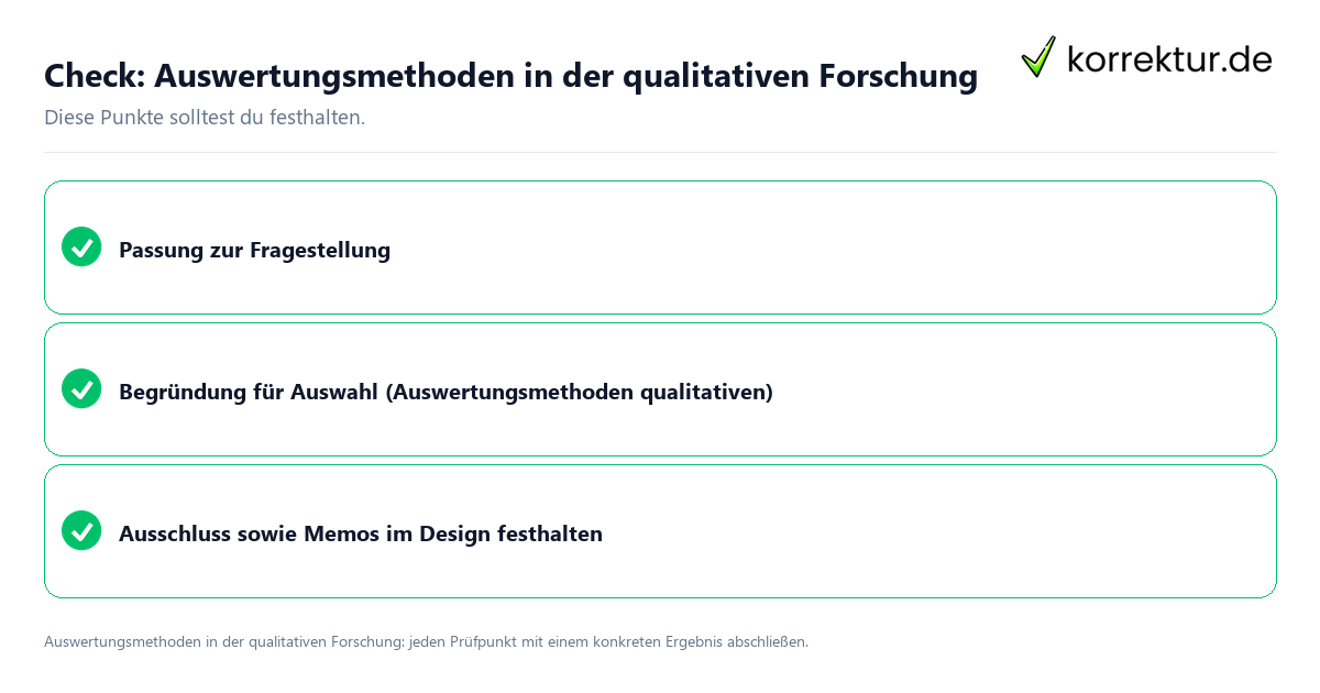 Auswertungsmethoden in der qualitativen Forschung mit einer themenspezifischen Checkliste