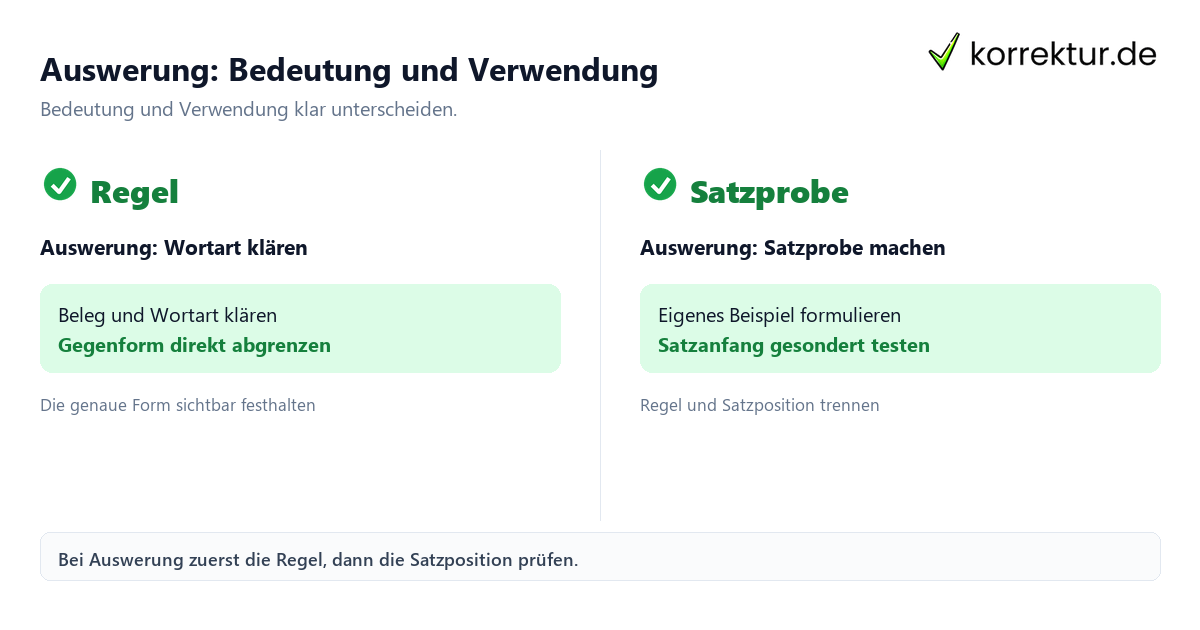 Auswerung: Bedeutung und Verwendung mit Bedeutung und passender Verwendung im Vergleich