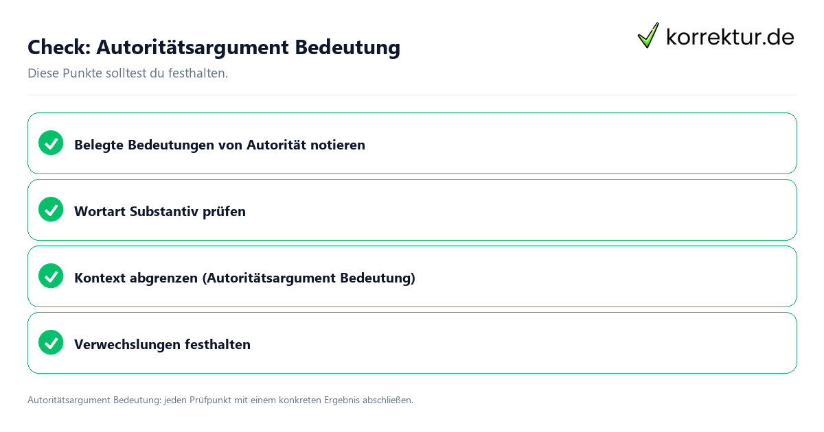 Autoritätsargument Bedeutung mit einer themenspezifischen Checkliste