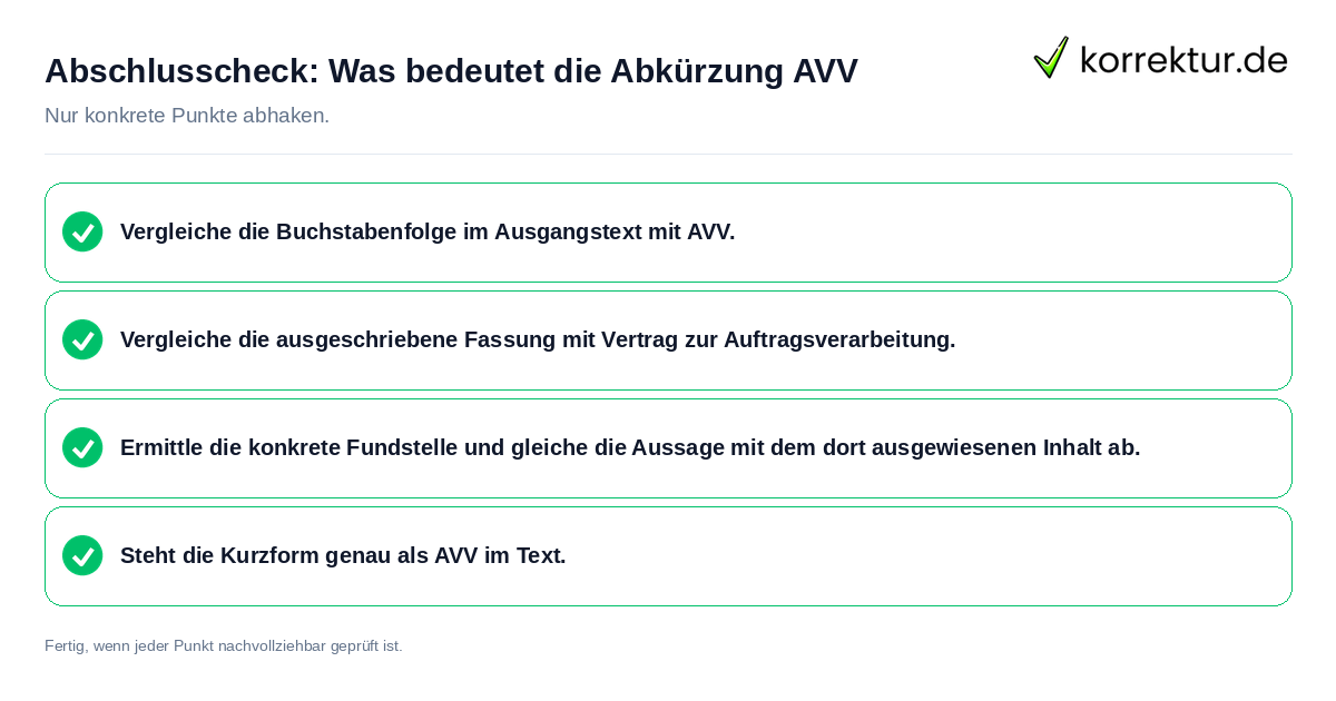 Konkreter Abschlusscheck zu Was bedeutet die Abkürzung AVV