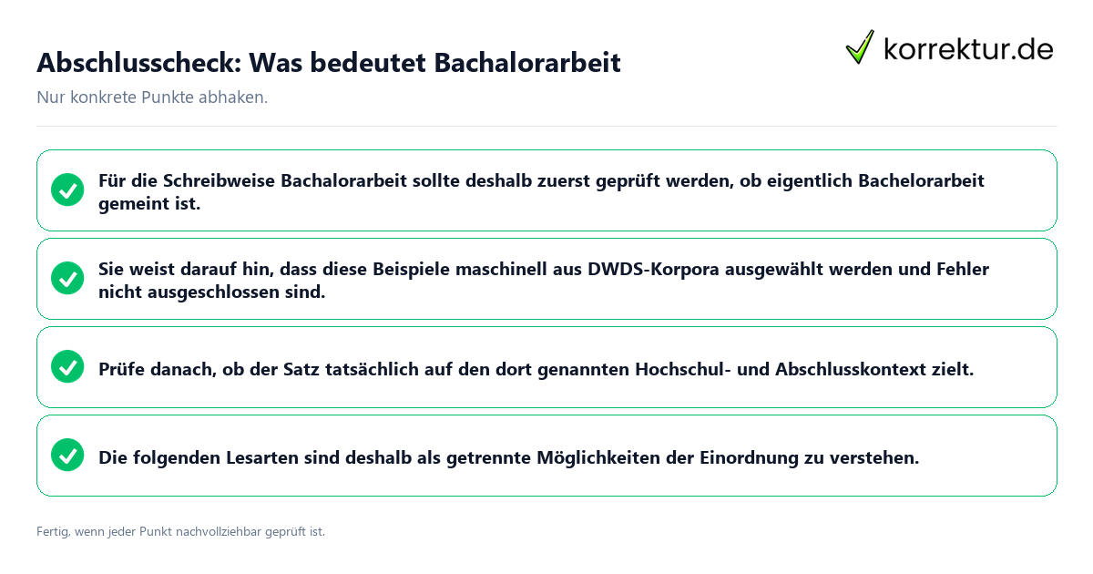 Konkreter Abschlusscheck zu Was bedeutet Bachalorarbeit