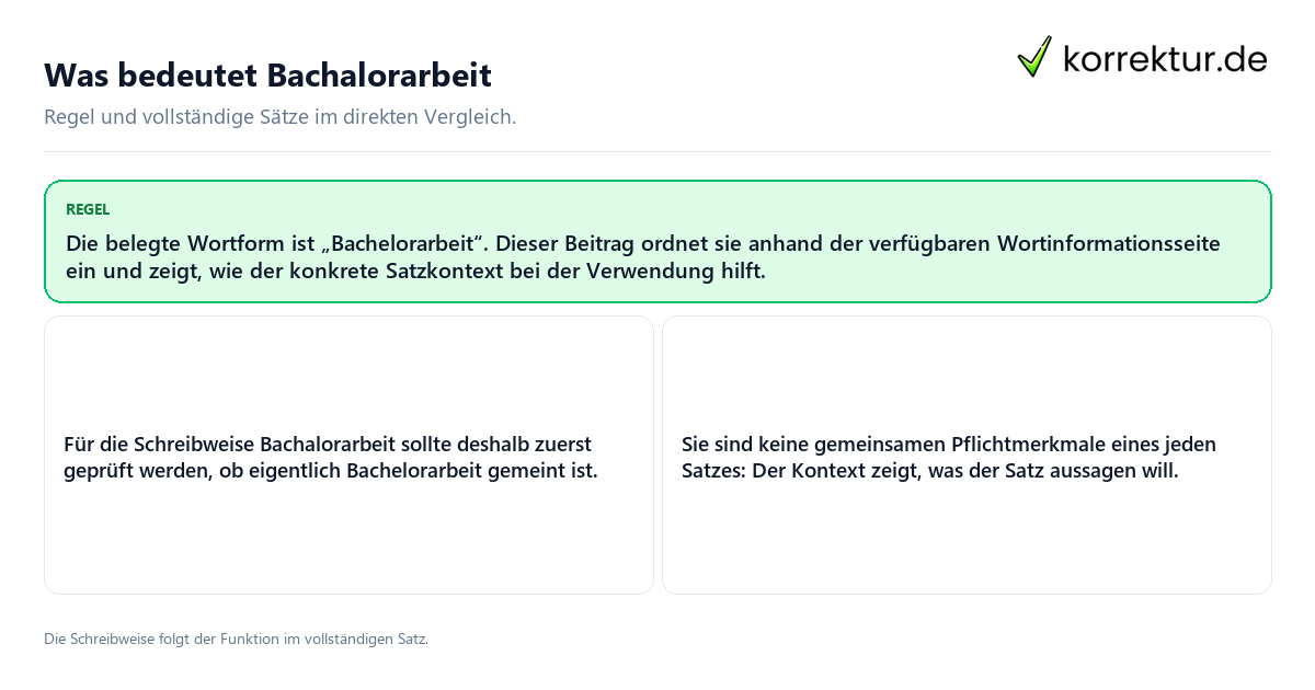 Konkrete Regel und vollständige Beispielsätze zu Was bedeutet Bachalorarbeit