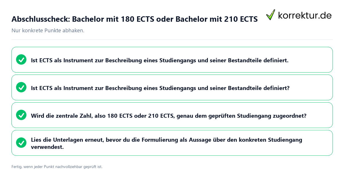 Abschlusscheck: Bachelor mit 180 ECTS oder Bachelor mit 210 ECTS Konkreter Abschlusscheck zu Bachelor mit 180 ECTS oder Bachelor mit 210 ECTS