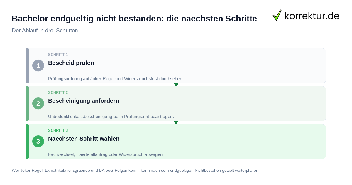 Bachelor endgültig nicht bestanden: die nächsten Schritte: der Ablauf in drei Schritten