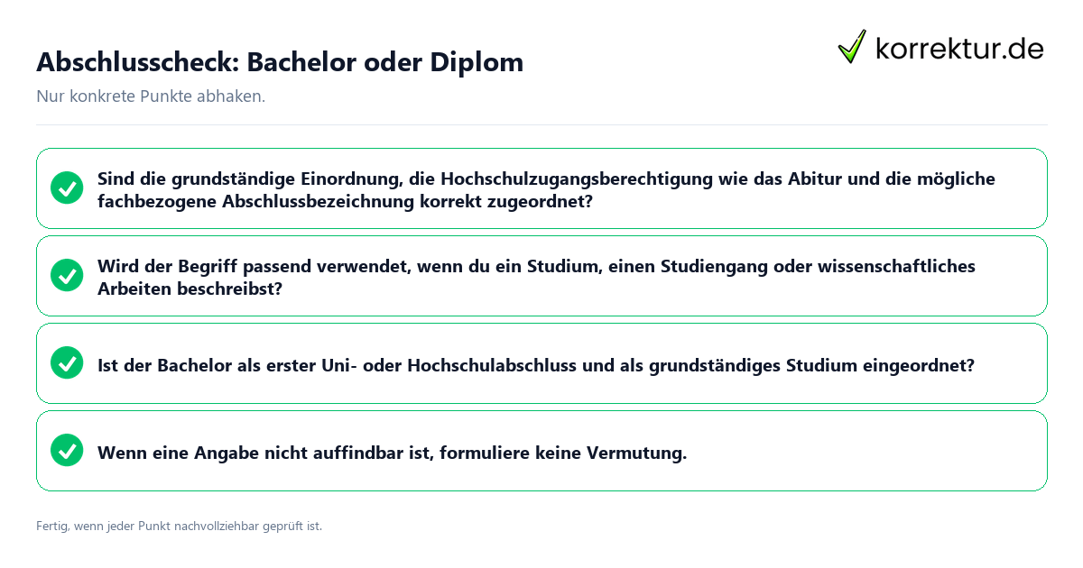 Abschlusscheck: Bachelor oder Diplom Konkreter Abschlusscheck zu Bachelor oder Diplom