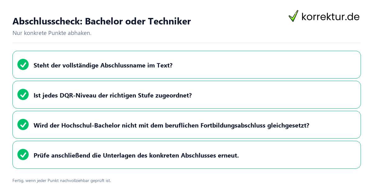 Abschlusscheck: Bachelor oder Techniker Konkreter Abschlusscheck zu Bachelor oder Techniker