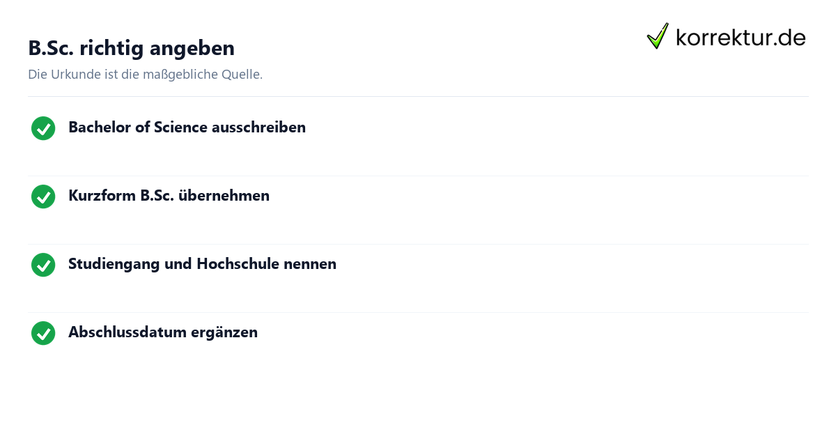 B.Sc. richtig angeben Bachelor B.Sc. Bedeutung