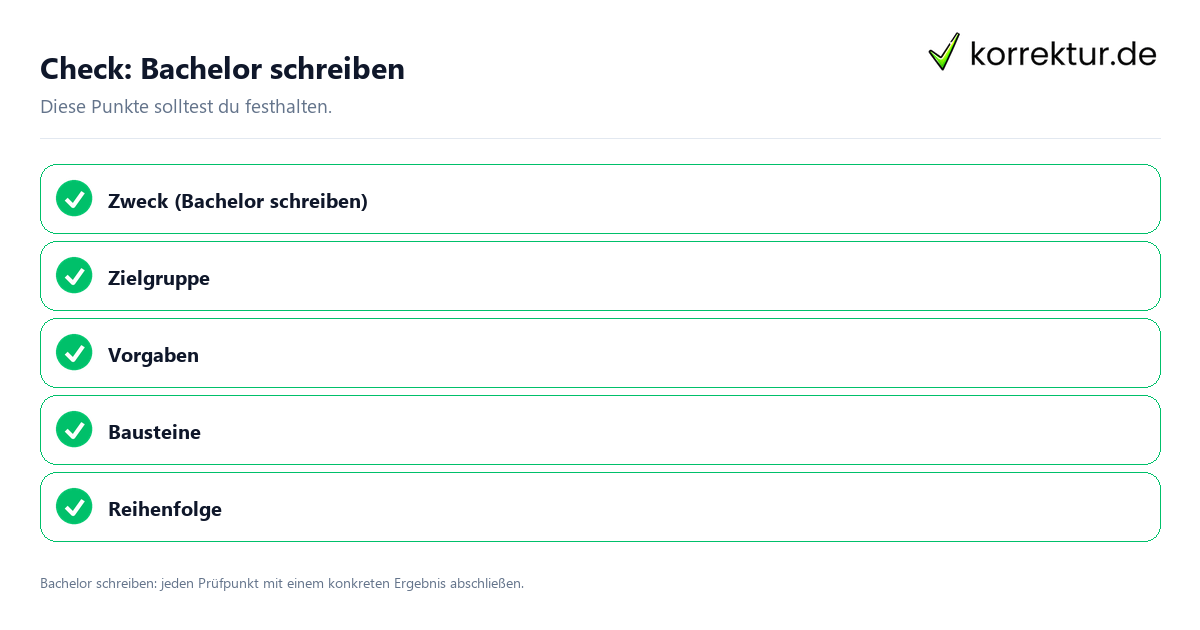 Check: Bachelor schreiben Bachelor schreiben mit einer themenspezifischen Checkliste