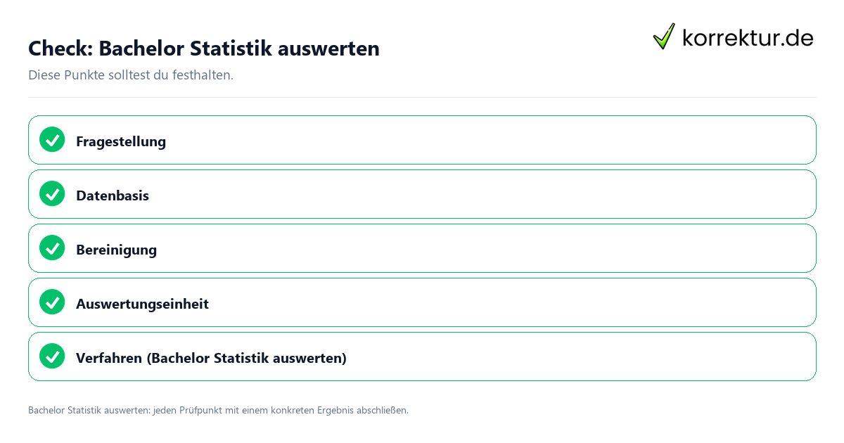 Bachelor Statistik auswerten mit einer themenspezifischen Checkliste