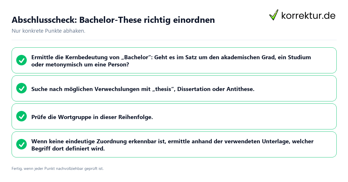 Abschlusscheck: Bachelor-These richtig einordnen Konkreter Abschlusscheck zu Bachelor-These richtig einordnen