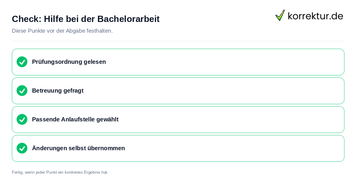Hilfe bei der Bachelorarbeit: Prüfliste mit vier Punkten