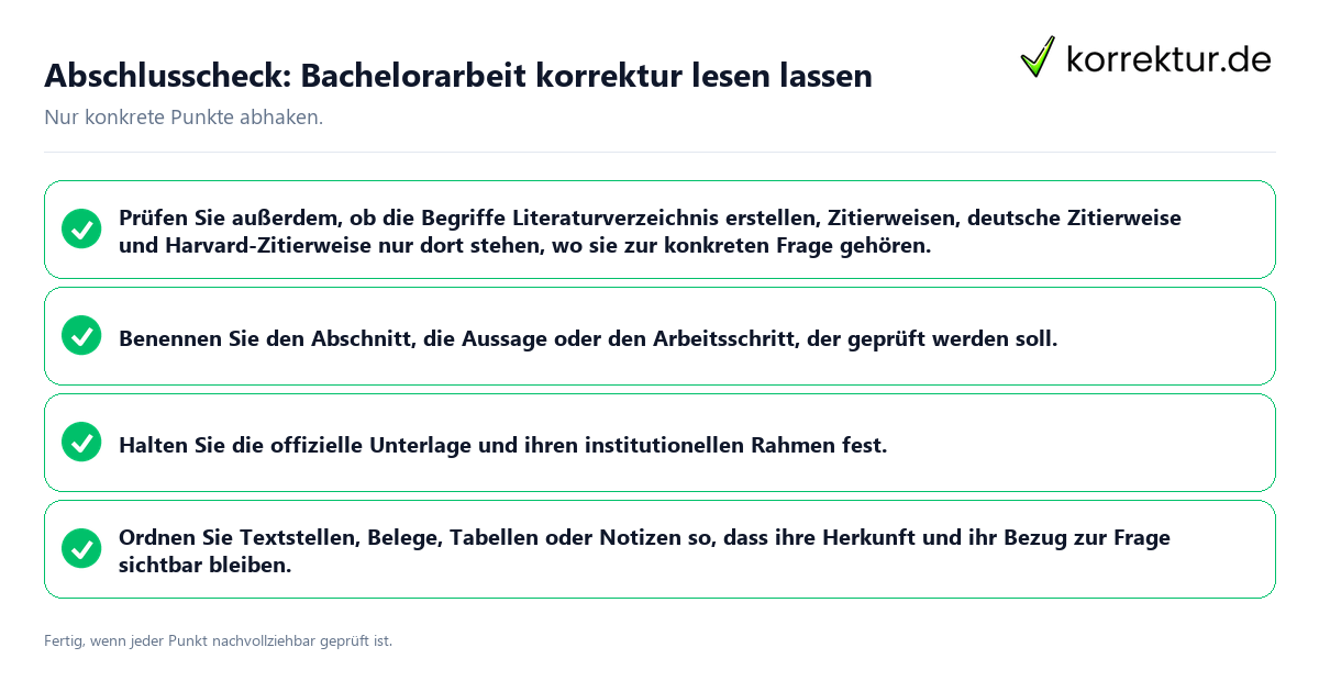 Konkreter Abschlusscheck zu Bachelorarbeit korrektur lesen lassen