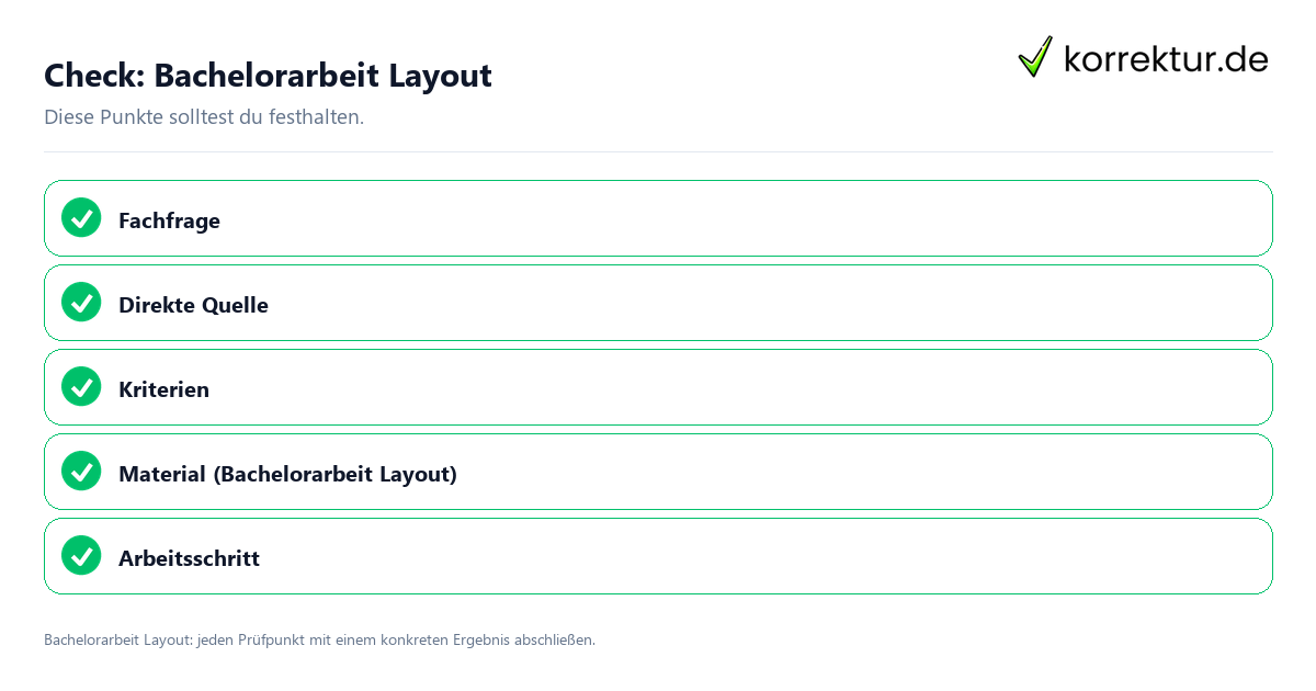 Bachelorarbeit Layout mit einer themenspezifischen Checkliste