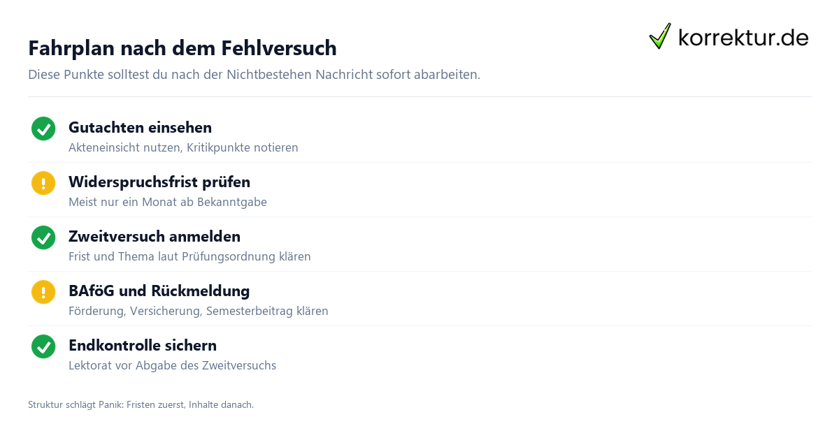Fahrplan nach dem Fehlversuch Bachelorarbeit nicht bestanden: Sofortmaßnahmen und nächste Schritte