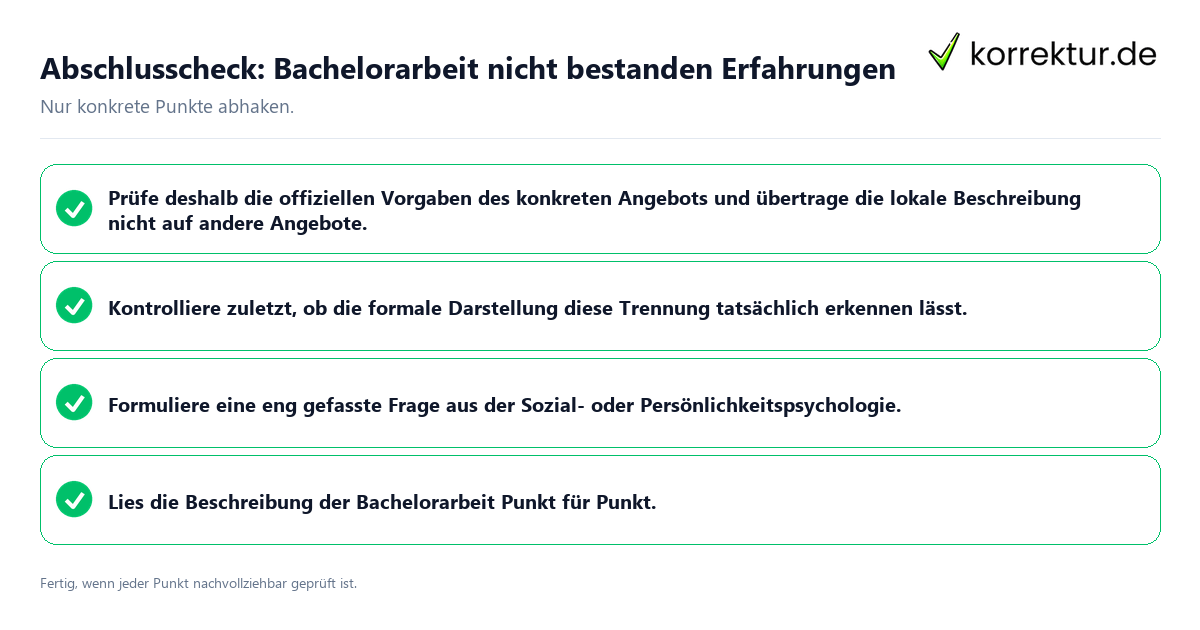 Konkreter Abschlusscheck zu Bachelorarbeit nicht bestanden Erfahrungen