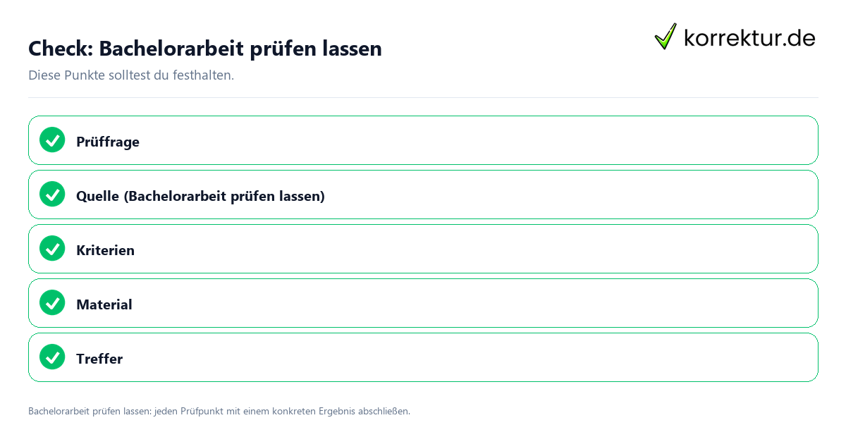 Bachelorarbeit prüfen lassen mit einer themenspezifischen Checkliste
