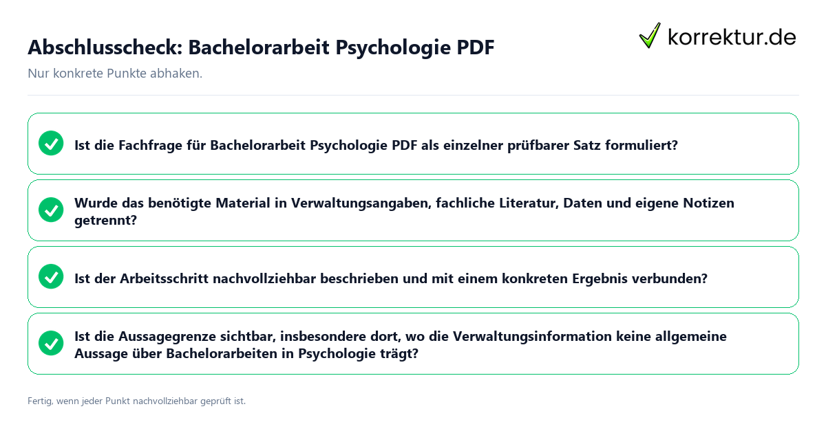 Abschlusscheck: Bachelorarbeit Psychologie PDF Konkreter Abschlusscheck zu Bachelorarbeit Psychologie PDF