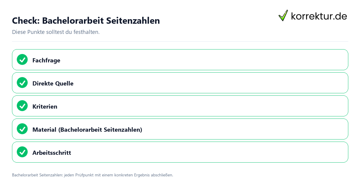 Bachelorarbeit Seitenzahlen mit einer themenspezifischen Checkliste