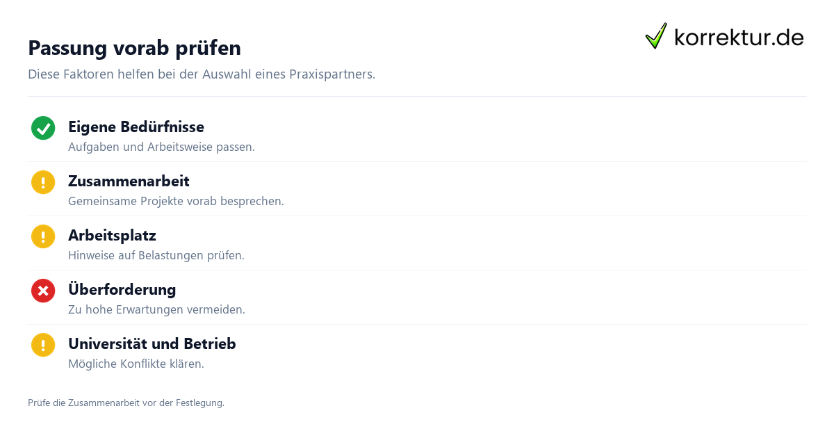 Passung vorab prüfen Checkliste: Ein passendes Unternehmen für die Bachelorarbeit finden
