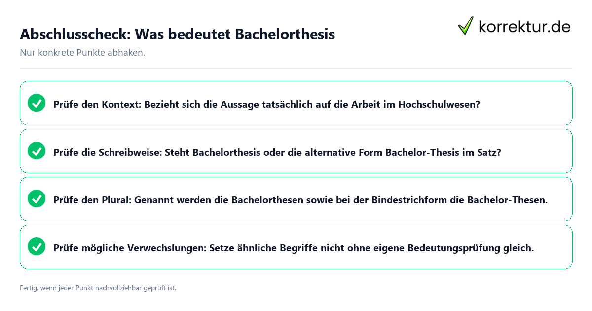 Konkreter Abschlusscheck zu Was bedeutet Bachelorthesis