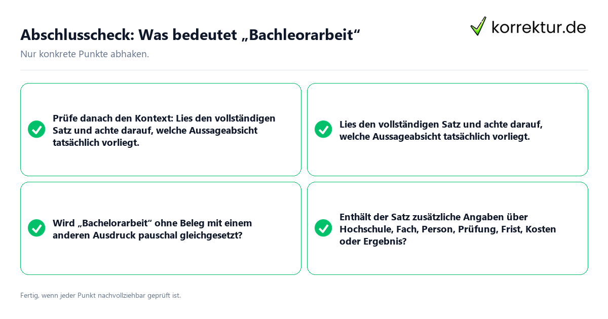 Konkreter Abschlusscheck zu Was bedeutet „Bachleorarbeit“