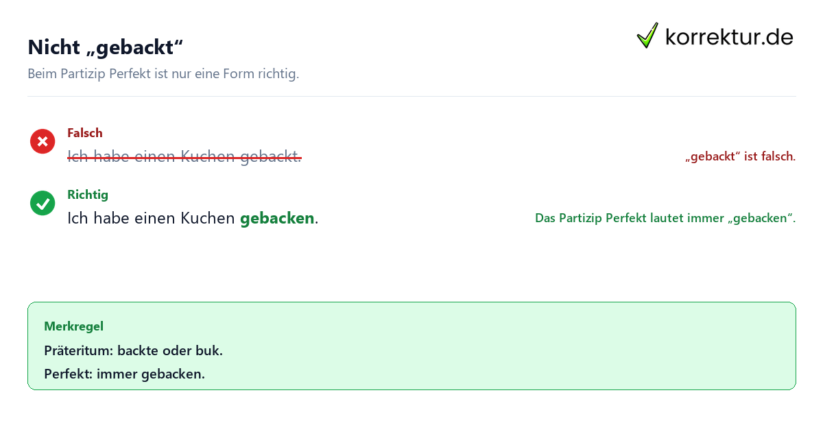 Nicht „gebackt“ Backte oder buk: Partizip Perfekt richtig mit gebacken