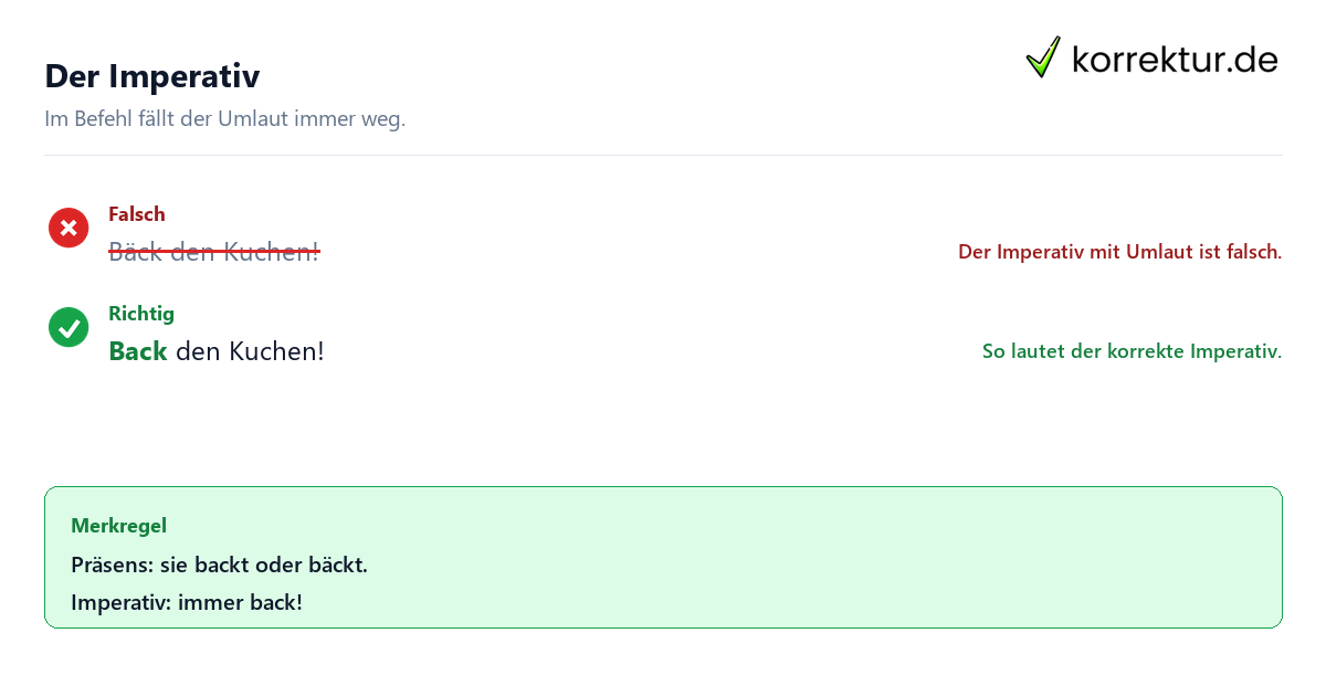 Bäckt oder backt: Imperativ von backen richtig schreiben