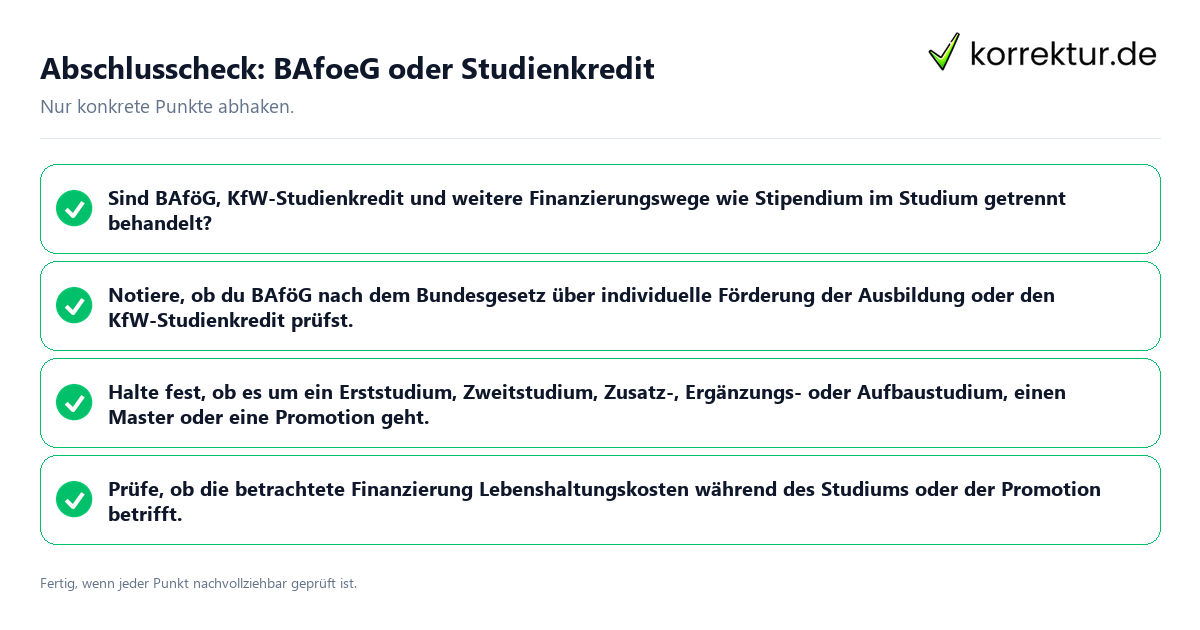 Abschlusscheck: BAfoeG oder Studienkredit Konkreter Abschlusscheck zu BAfoeG oder Studienkredit