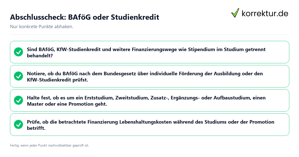 Abschlusscheck: BAföG oder Studienkredit Konkreter Abschlusscheck zu BAföG oder Studienkredit