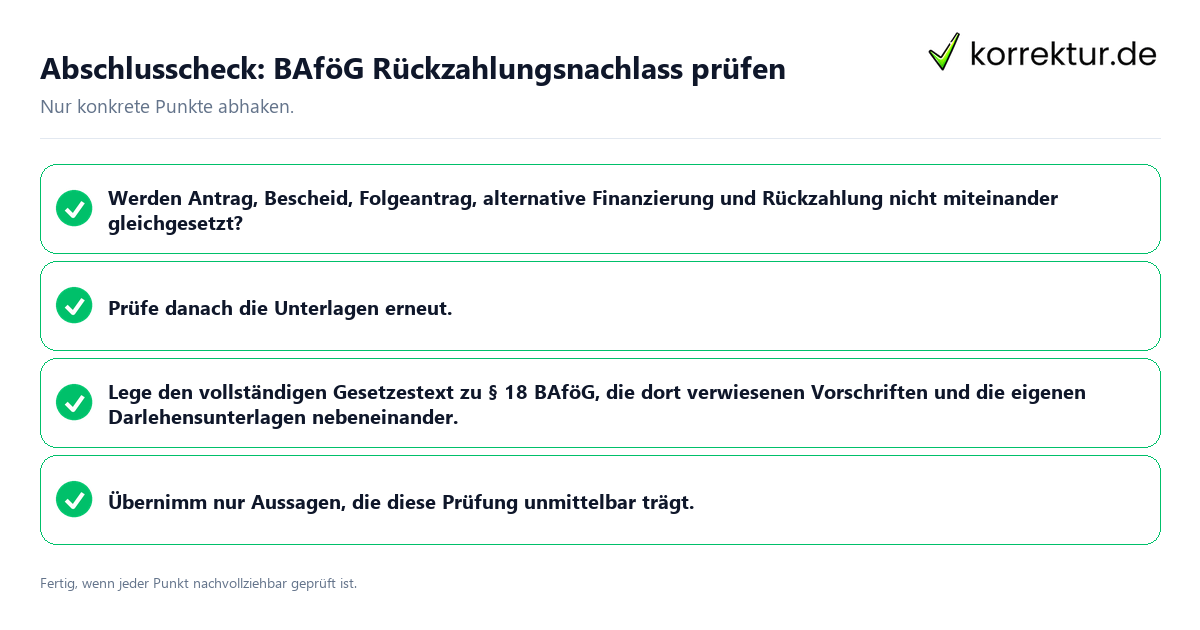 Konkreter Abschlusscheck zu BAföG Rückzahlungsnachlass prüfen