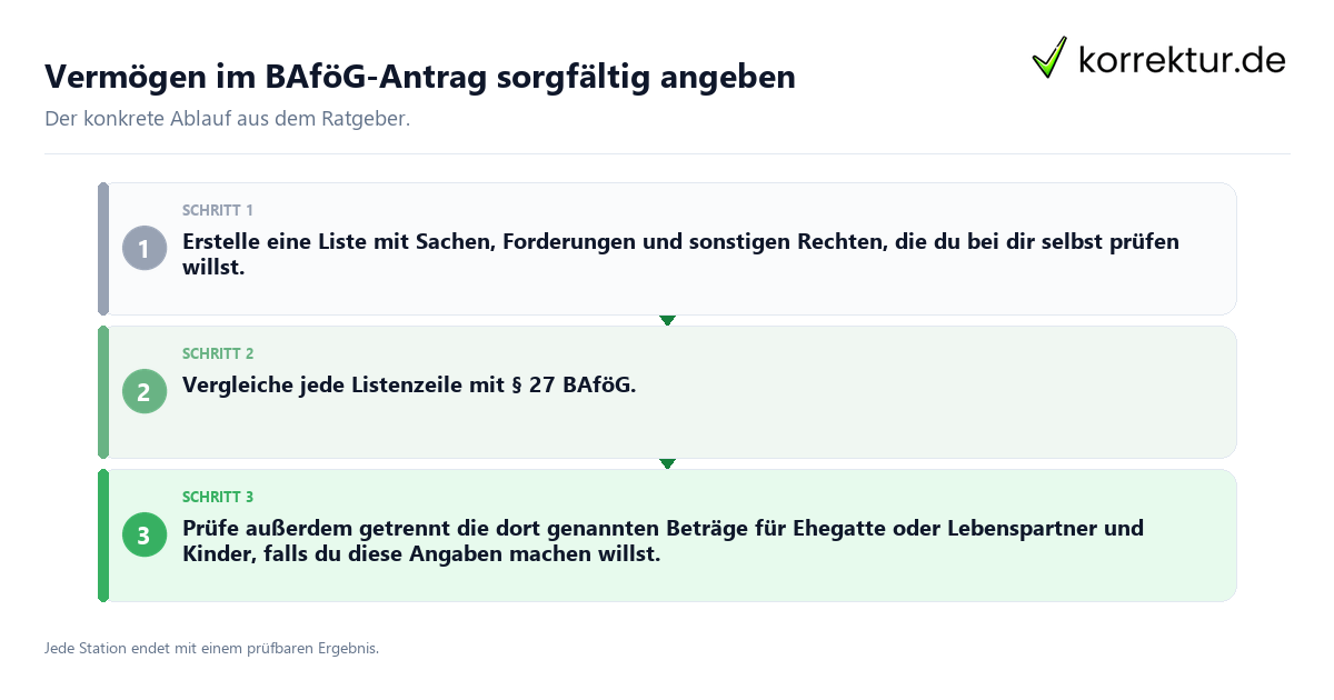 Vermögen im BAföG-Antrag sorgfältig angeben Konkrete Schritte zu Vermögen im BAföG-Antrag sorgfältig angeben
