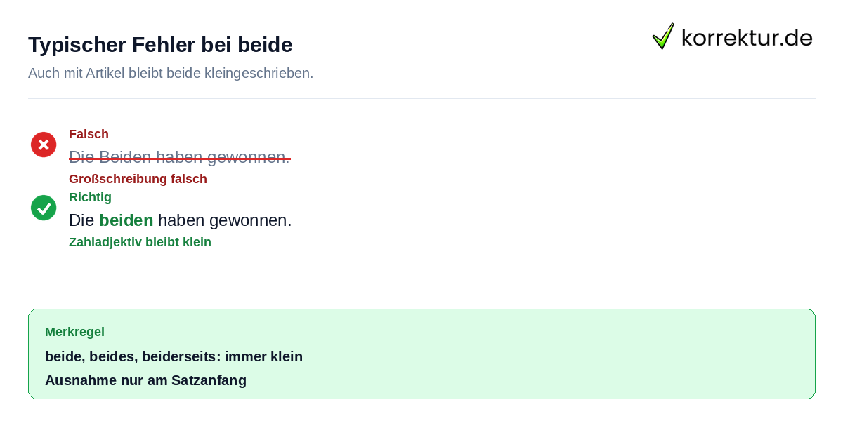 Beide klein schreiben: Beispiel korrigiert