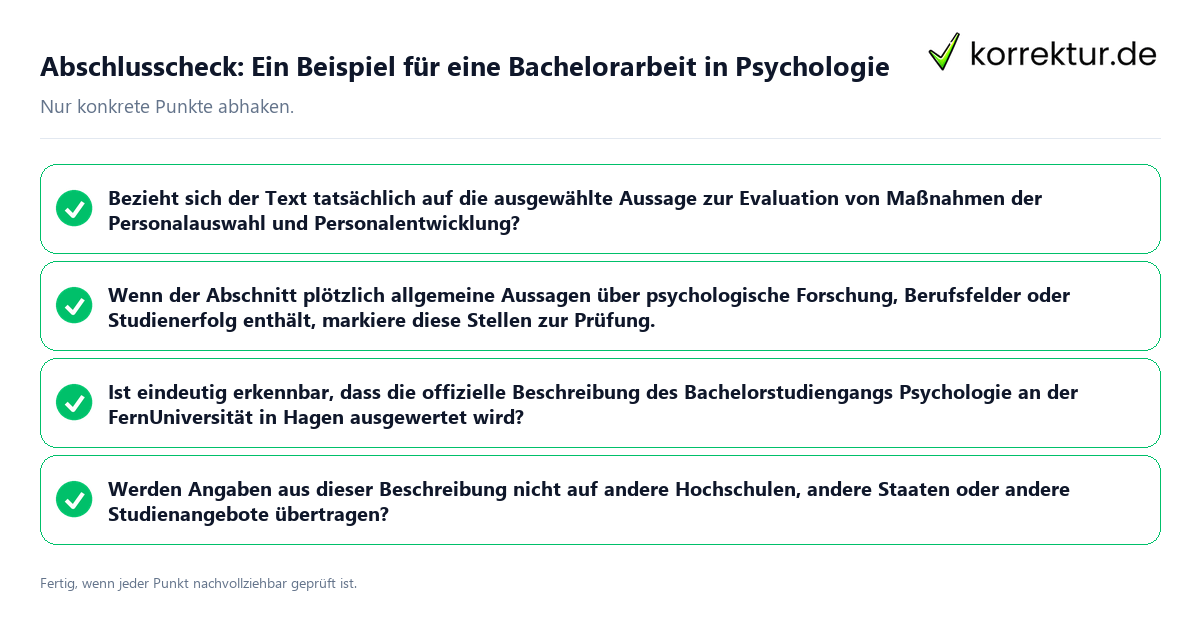 Abschlusscheck: Ein Beispiel für eine Bachelorarbeit in Psychologie Konkreter Abschlusscheck zu Ein Beispiel für eine Bachelorarbeit in Psychologie