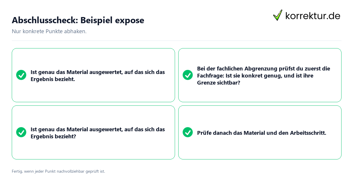 Abschlusscheck: Beispiel expose Konkreter Abschlusscheck zu Beispiel expose