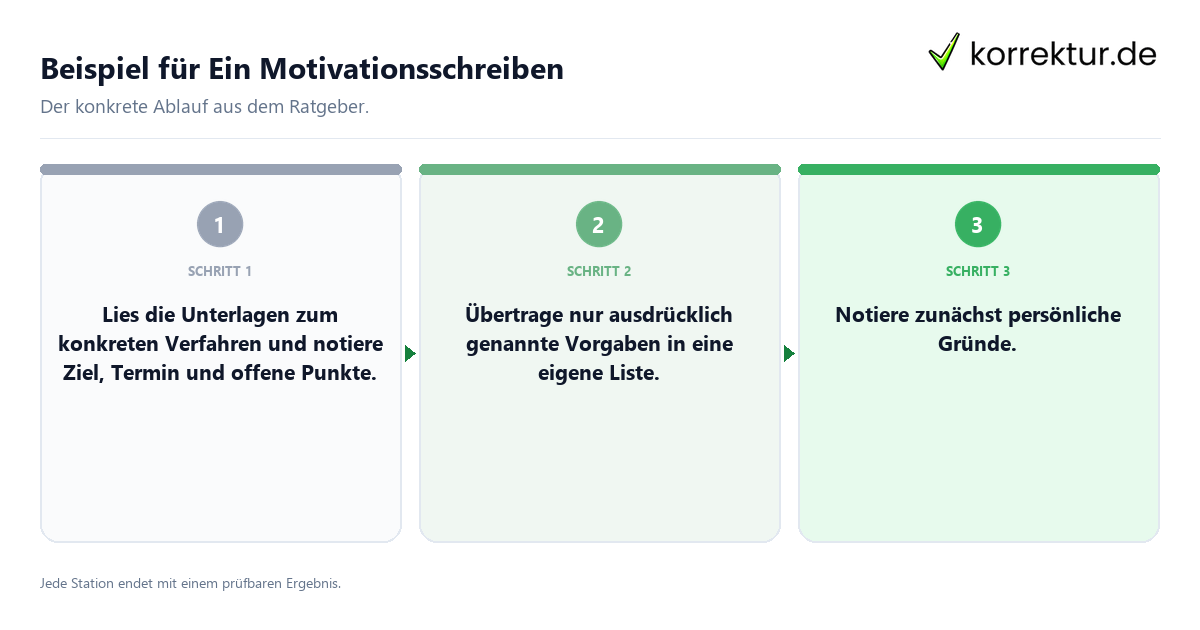 Konkrete Schritte zu Beispiel für Ein Motivationsschreiben