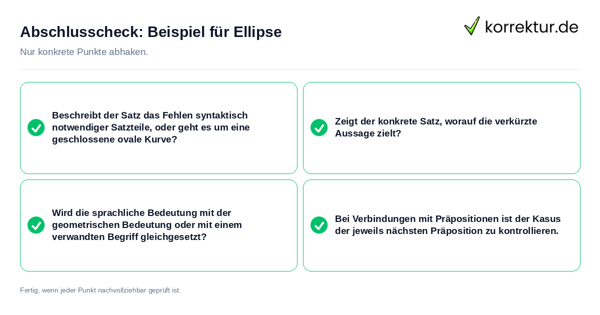 Abschlusscheck: Beispiel für Ellipse Konkreter Abschlusscheck zu Beispiel für Ellipse