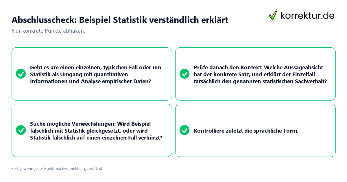 Konkreter Abschlusscheck zu Beispiel Statistik verständlich erklärt
