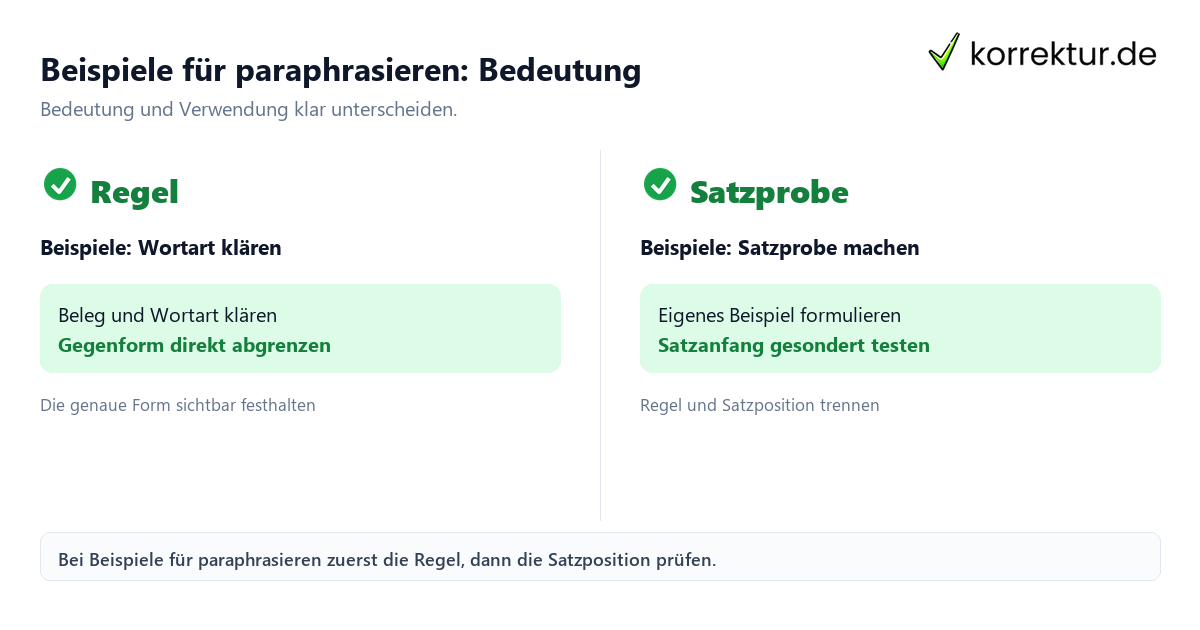 Beispiele für paraphrasieren: Bedeutung und Verwendung Beispiele für paraphrasieren: Bedeutung und Verwendung mit Bedeutung und passender Verwendung im Vergleich