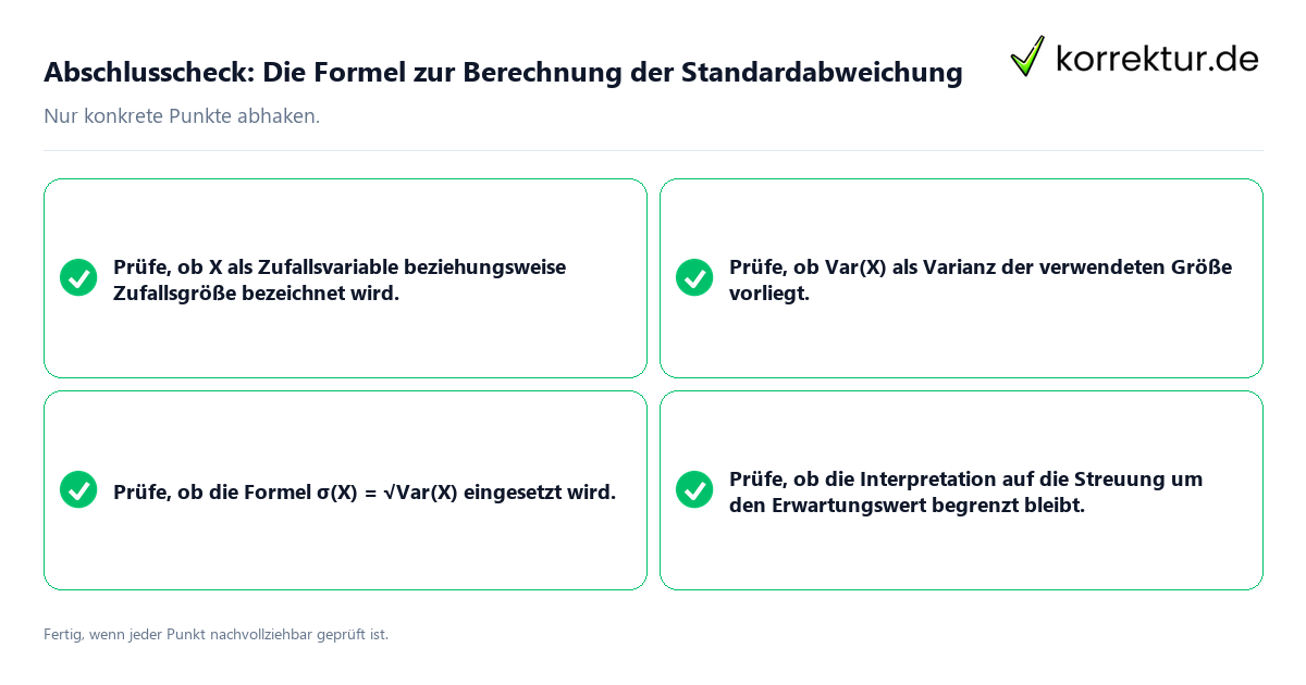 Konkreter Abschlusscheck zu Die Formel zur Berechnung der Standardabweichung