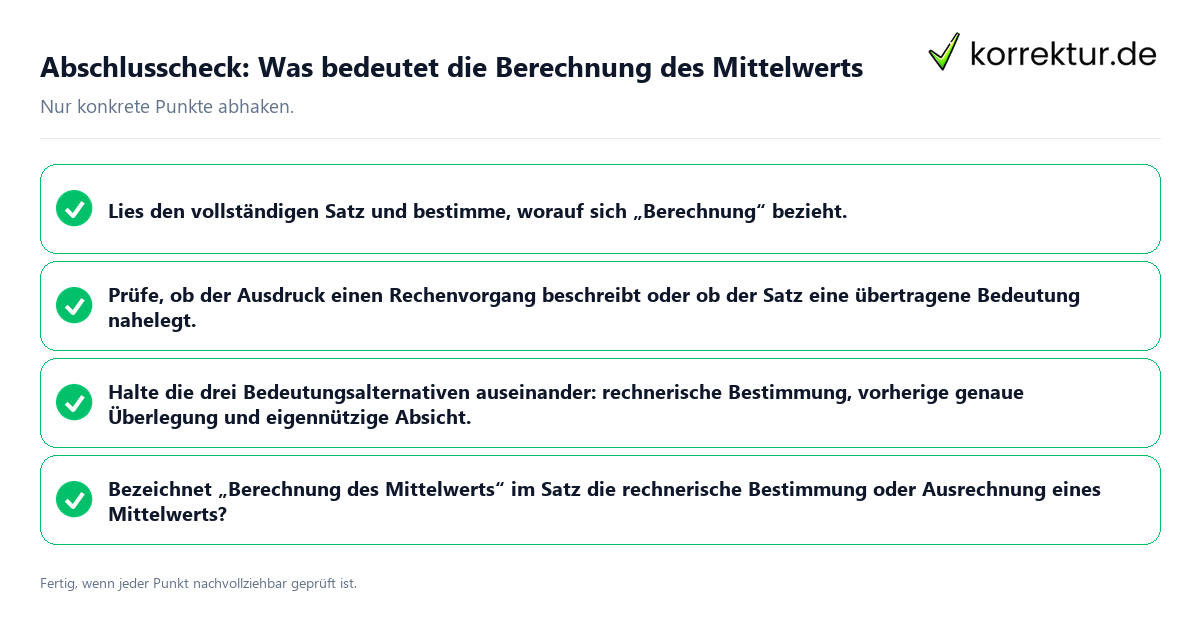 Konkreter Abschlusscheck zu Was bedeutet die Berechnung des Mittelwerts