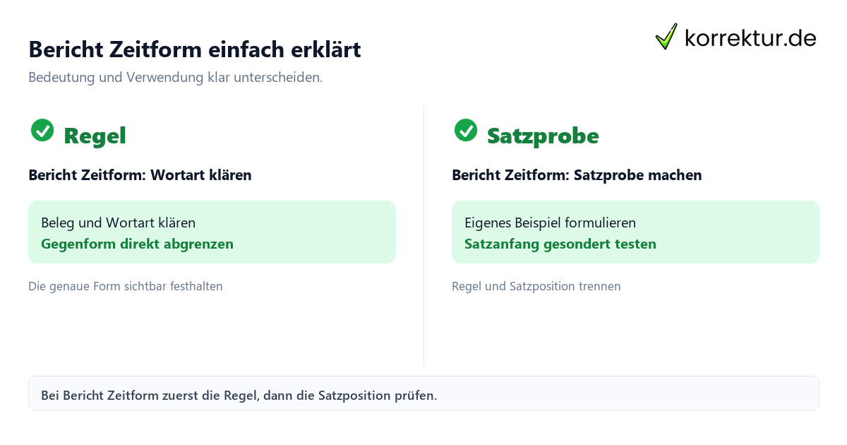 Bericht Zeitform einfach erklärt mit Bedeutung und passender Verwendung im Vergleich