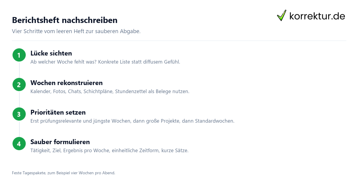 Berichtsheft nachschreiben Berichtsheft nachschreiben in 4 Schritten: Plan für Ausbildungsnachweis