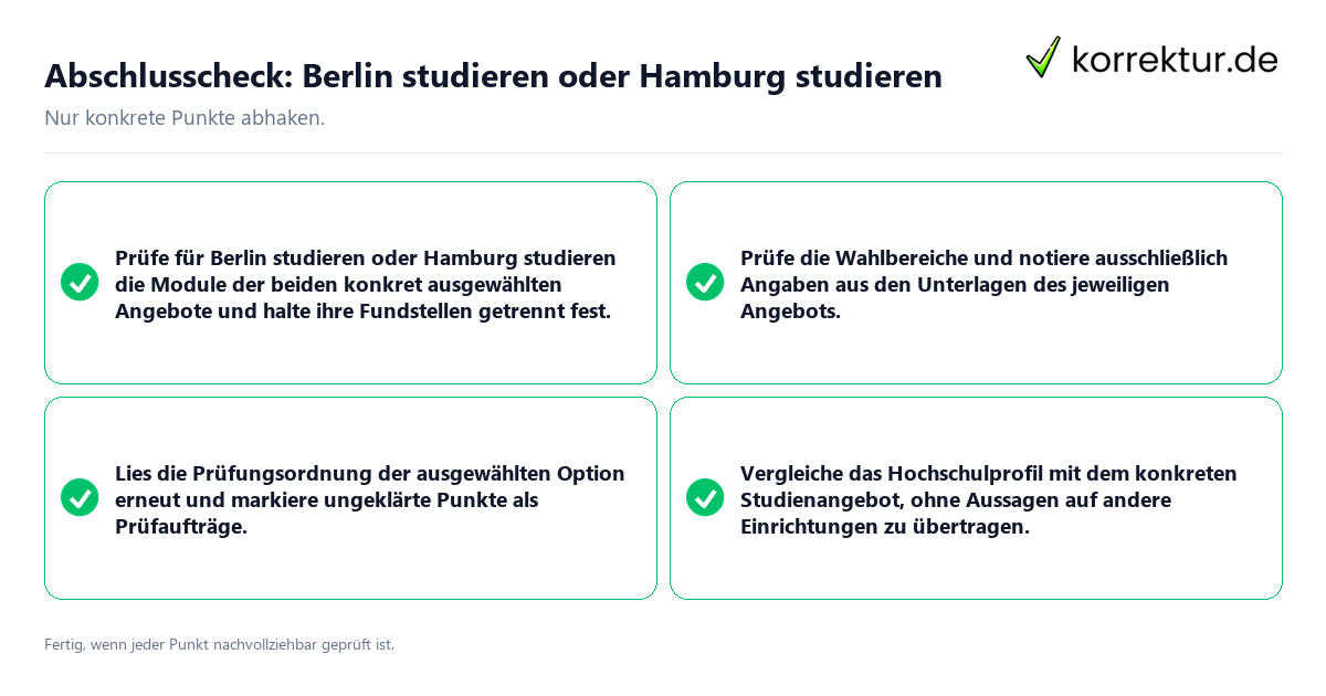 Abschlusscheck: Berlin studieren oder Hamburg studieren Konkreter Abschlusscheck zu Berlin studieren oder Hamburg studieren