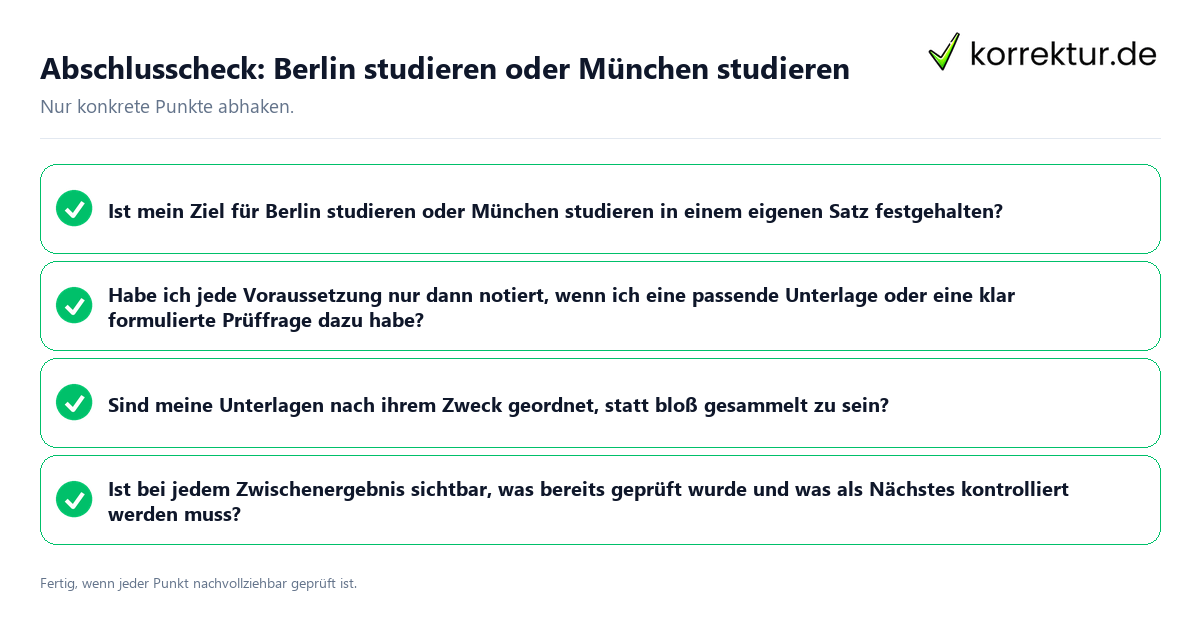 Konkreter Abschlusscheck zu Berlin studieren oder München studieren