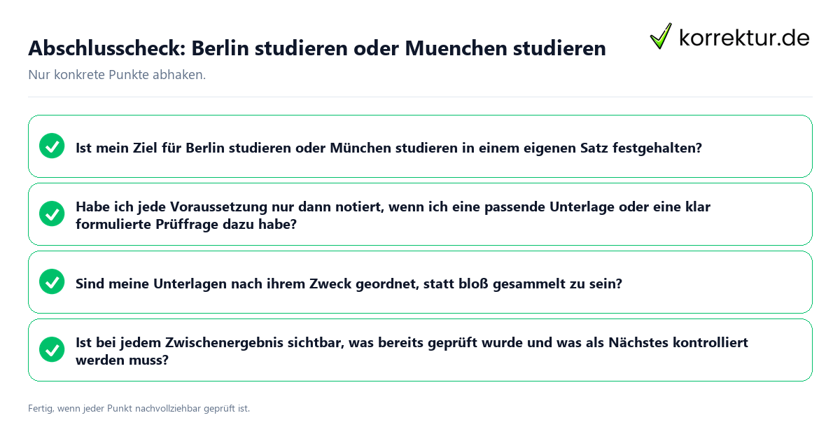 Abschlusscheck: Berlin studieren oder Muenchen studieren Konkreter Abschlusscheck zu Berlin studieren oder Muenchen studieren