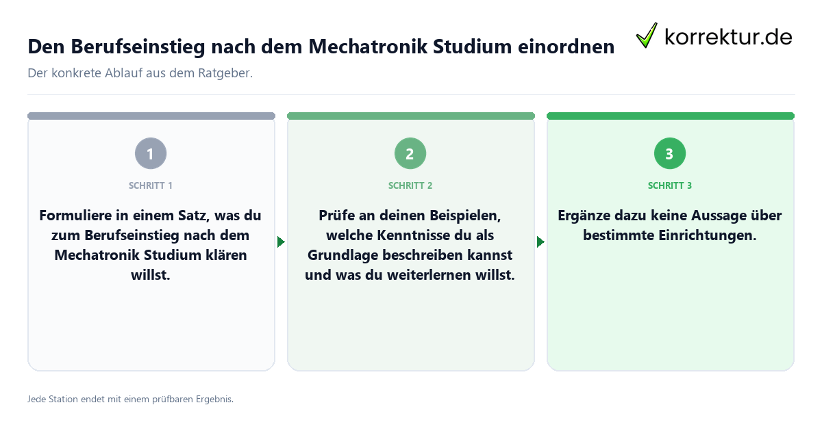 Konkrete Schritte zu Den Berufseinstieg nach dem Mechatronik Studium einordnen
