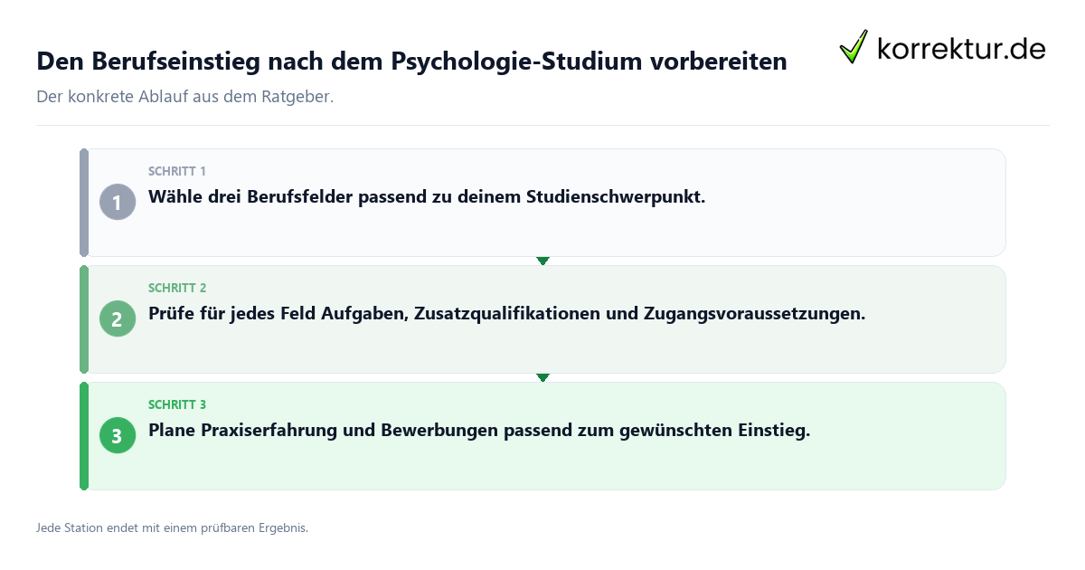 Konkrete Schritte zu Den Berufseinstieg nach dem Psychologie-Studium vorbereiten
